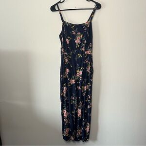 Old Navy Square-Neck Cami Jumpsuit Navy Floral Size Medium